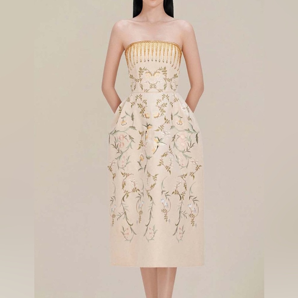 Chic Cream Dress with Floral Details